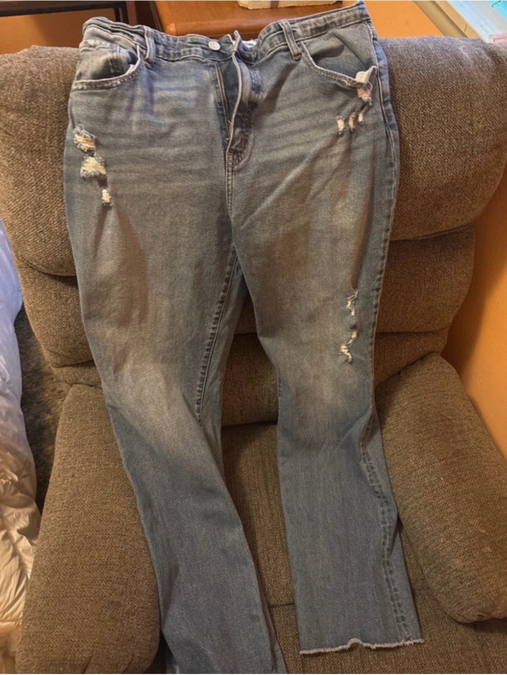 KanCan Light Blue Distressed Straight Leg Jeans